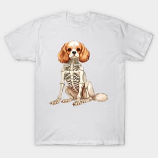 Skeleton Cavalier King Charles Spaniel Dog T-Shirt